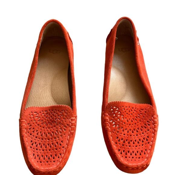 UGG | Clair Orange Suede Laser Cut Moc Slip On Loafer Size 8 - Picture 16 of 16